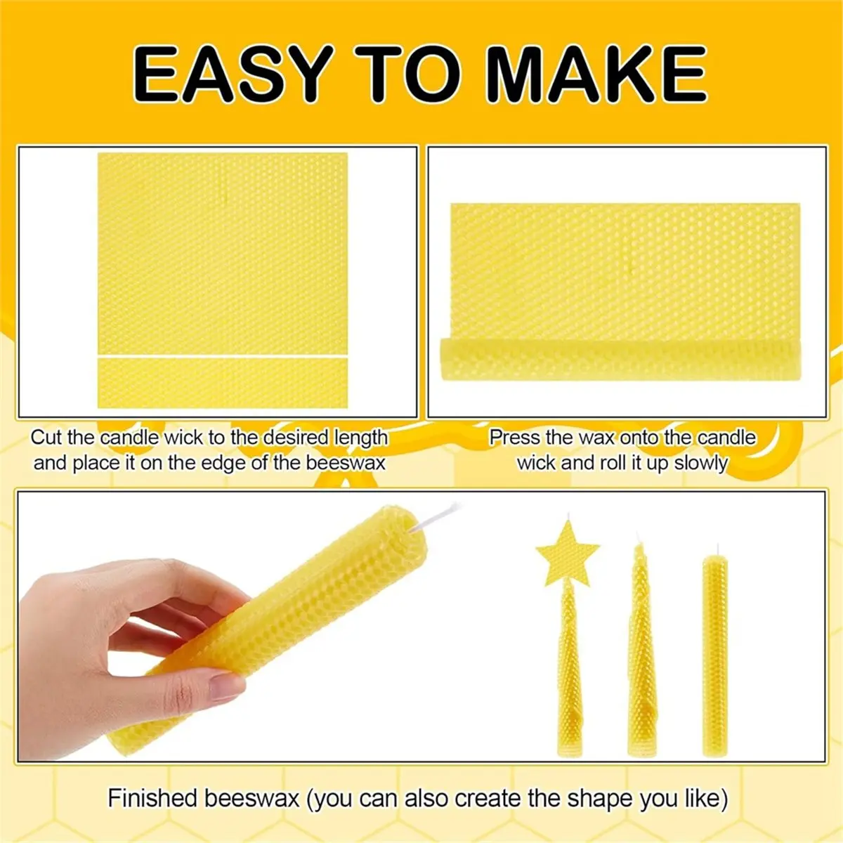 N94R 24 Pcs Beeswax Candle Making Kit, 8 X 8 Inch Vibrant Colors Beeswax Sheet for Candle Making with 1 Roll Cotton Wick
