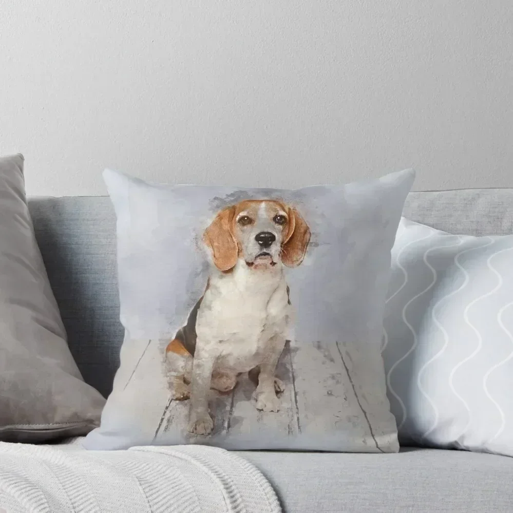 Cute Beagle Watercolor Portrait Throw Pillow Sofas Covers Decorative Sofa Cushions sleeping pillows pillow