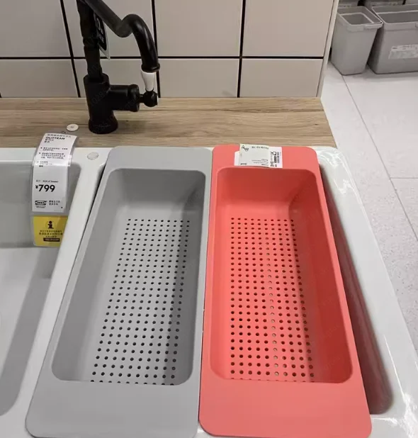 Kitchen Sink Drainer Rack with Filter Basket, Vegetable Fruit Strainer & Cutlery Drainage Holder for Chopsticks Knives Forks