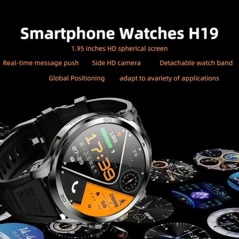 

H19 Smartwatch Men 1.95-inch Amoled Large Screen 190° Rotary Camera 720*720 Resolution GPS WIFI Android 4G Smart Watch Men Adult