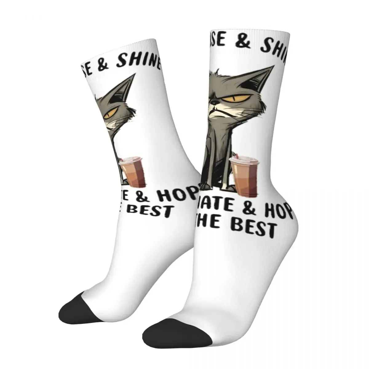 Female I Don't Rise & Shine Socks Super Soft Casual Humor Cat Socks Hip Hop Product Middle TubeSocks Suprise Gift Idea