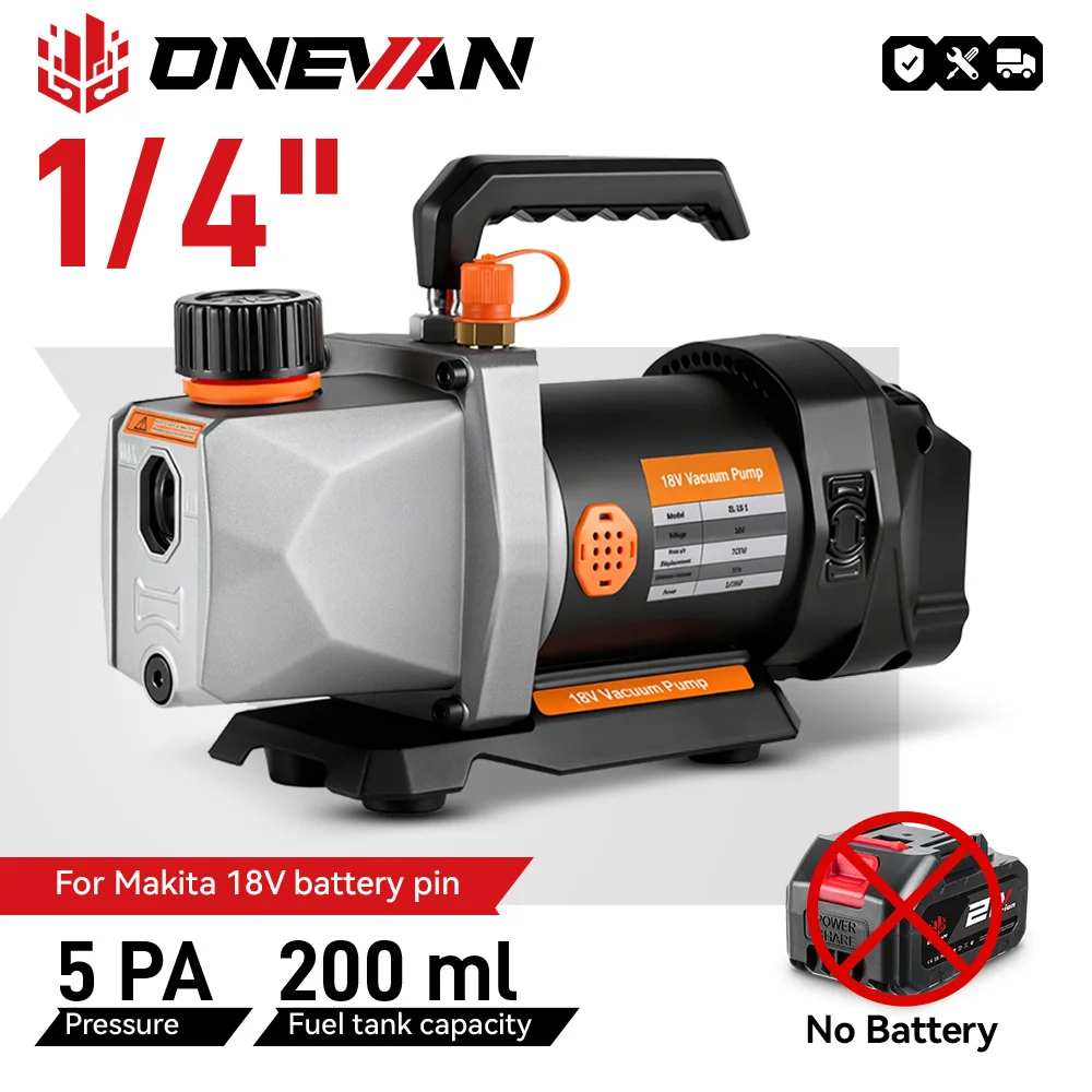 ONEVAN 1/2HP 7CFM Refrigerant Vacuum Pump 1/4 Air inlet Refrigeration for Car Household Air Conditioning For Makita Battery Pin
