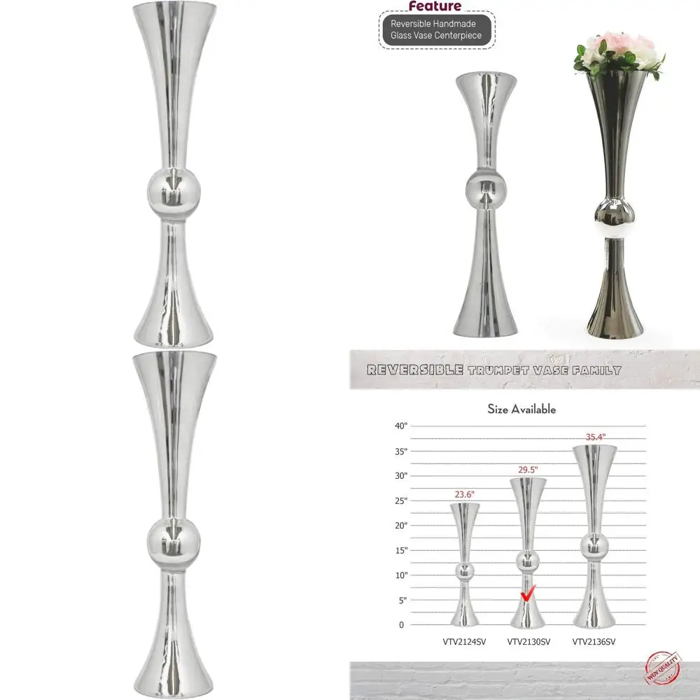 

Серебряная двусторонняя ваза-труба высотой 30 дюймов, диаметром 7,5 дюймов, для свадеб и мероприятий, 1 шт.