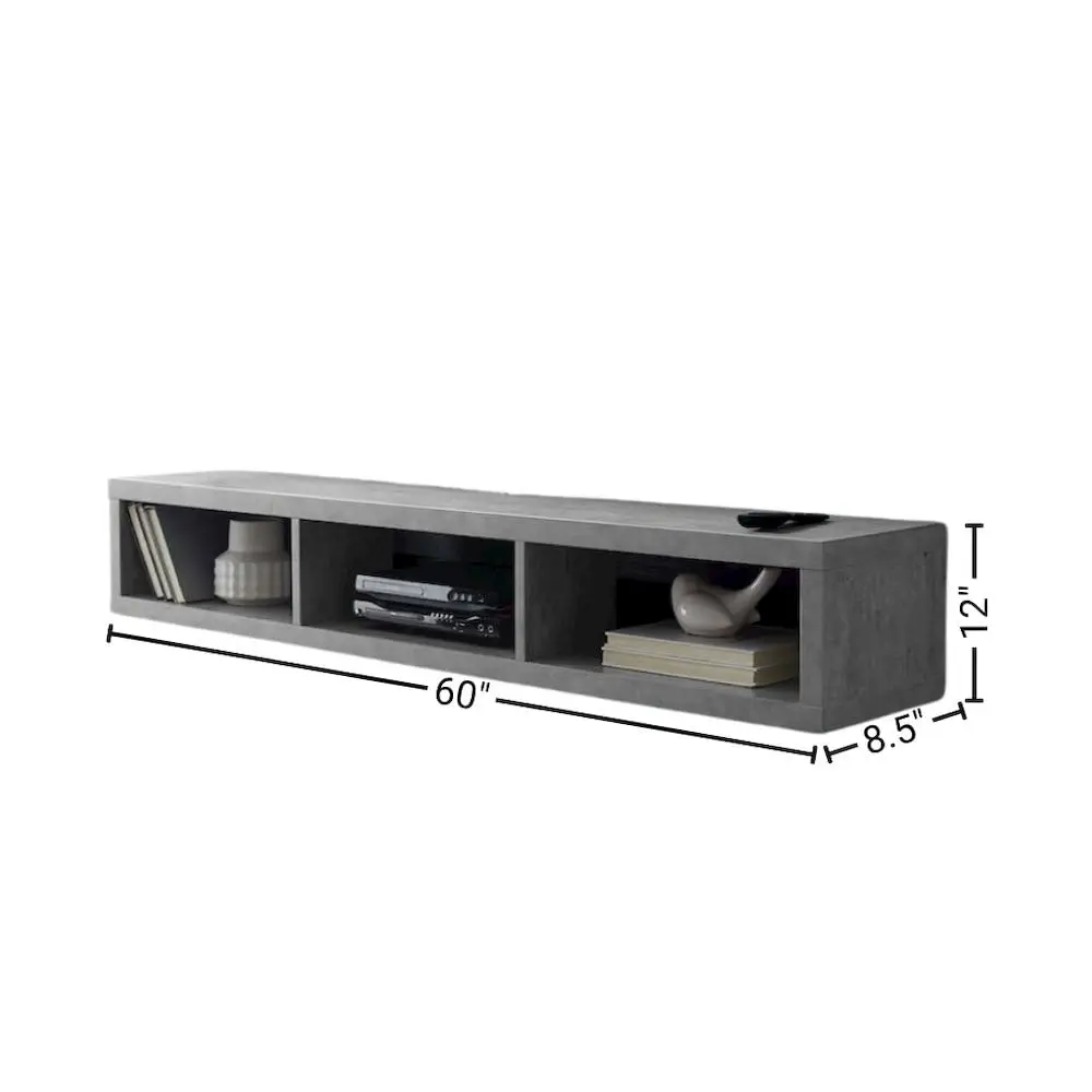 Gray Floating TV Stand Wall Mounted Console Entertainment Center with Shelf for Bedroom Living Room, Customized
