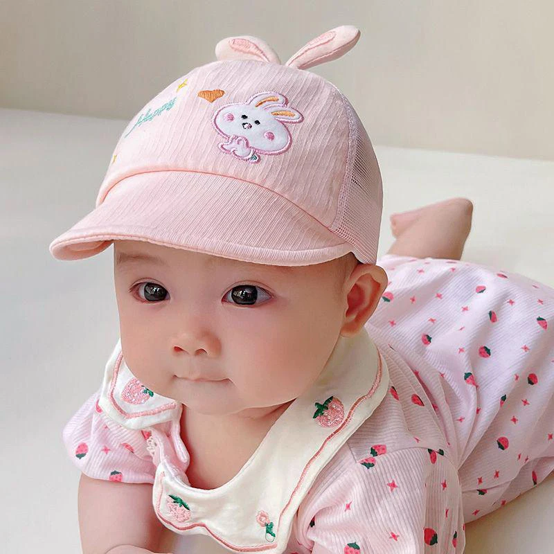 

0-6Months Baby Mesh Duck Tongue Cap Cute Rabbit Sunshade Peaked Hat Newborn Sun Visors Thin Cotton Summer Kids Baseball Hats