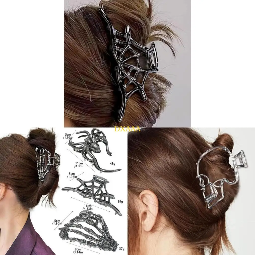 

DXAA Web Metal Hair Claw Clips Alloy Halloween Hair Claw Clips, Black Web Metal Hair Clip for Thin Hair Halloween Hair