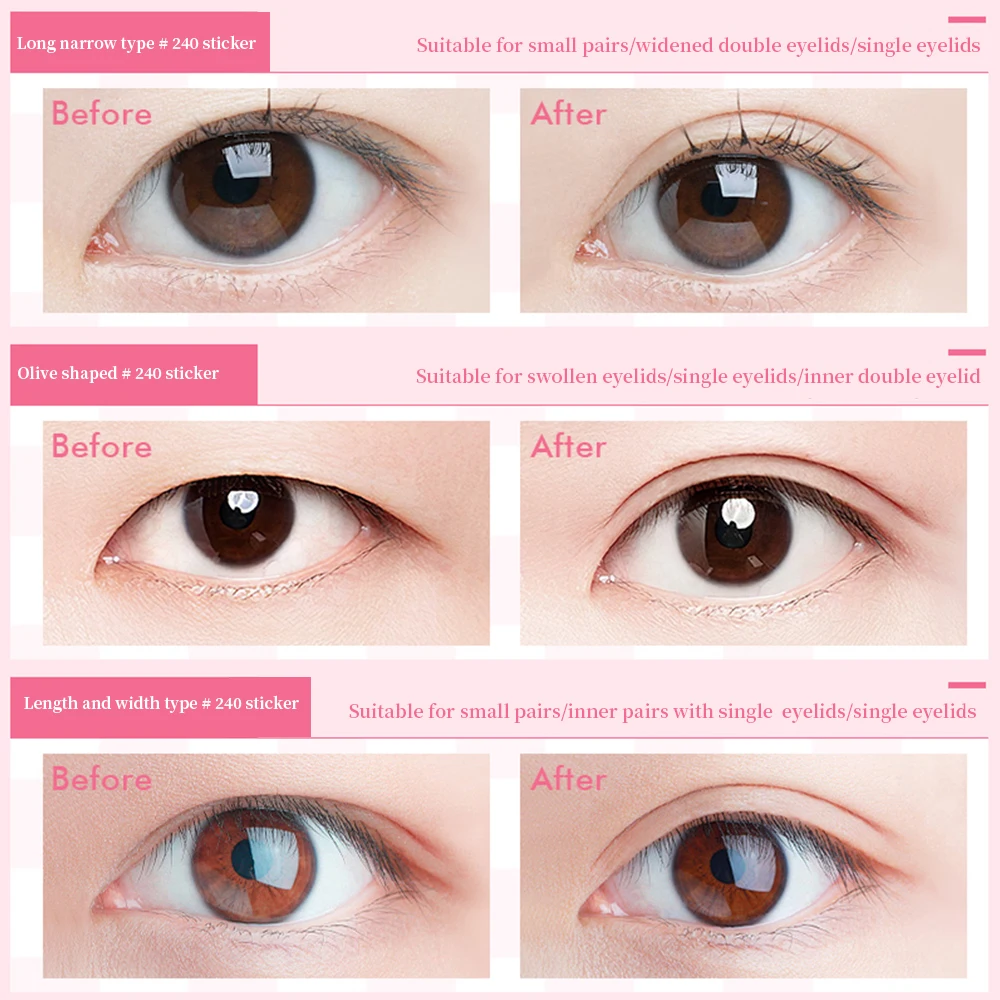 240 PCS Natural Invisible Double Eyelid Tape With Box, Waterproof And Long-lasting Shaping, Convenient Storage Beauty Tools