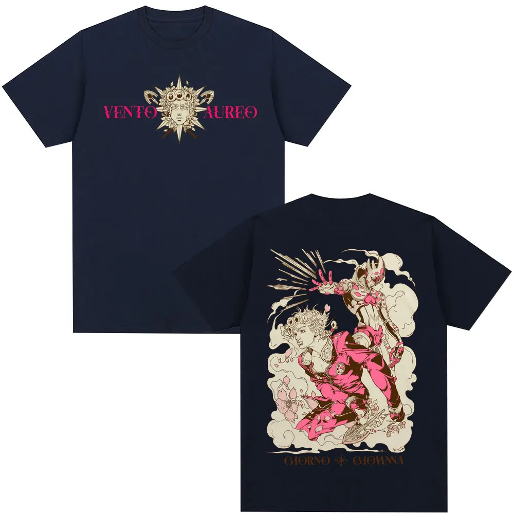 Anime Jojo Bizarre Adventure T-shirt Giorno Giovanna Manga Graphic T-shirts Men Women Clothing Cotton Casual Oversized T shirts