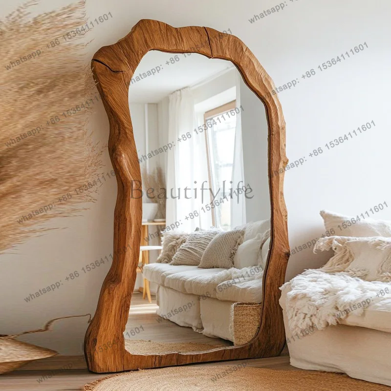 Medieval full-length mirror French retro full body against the wall household makeup special-shaped dressing mirror