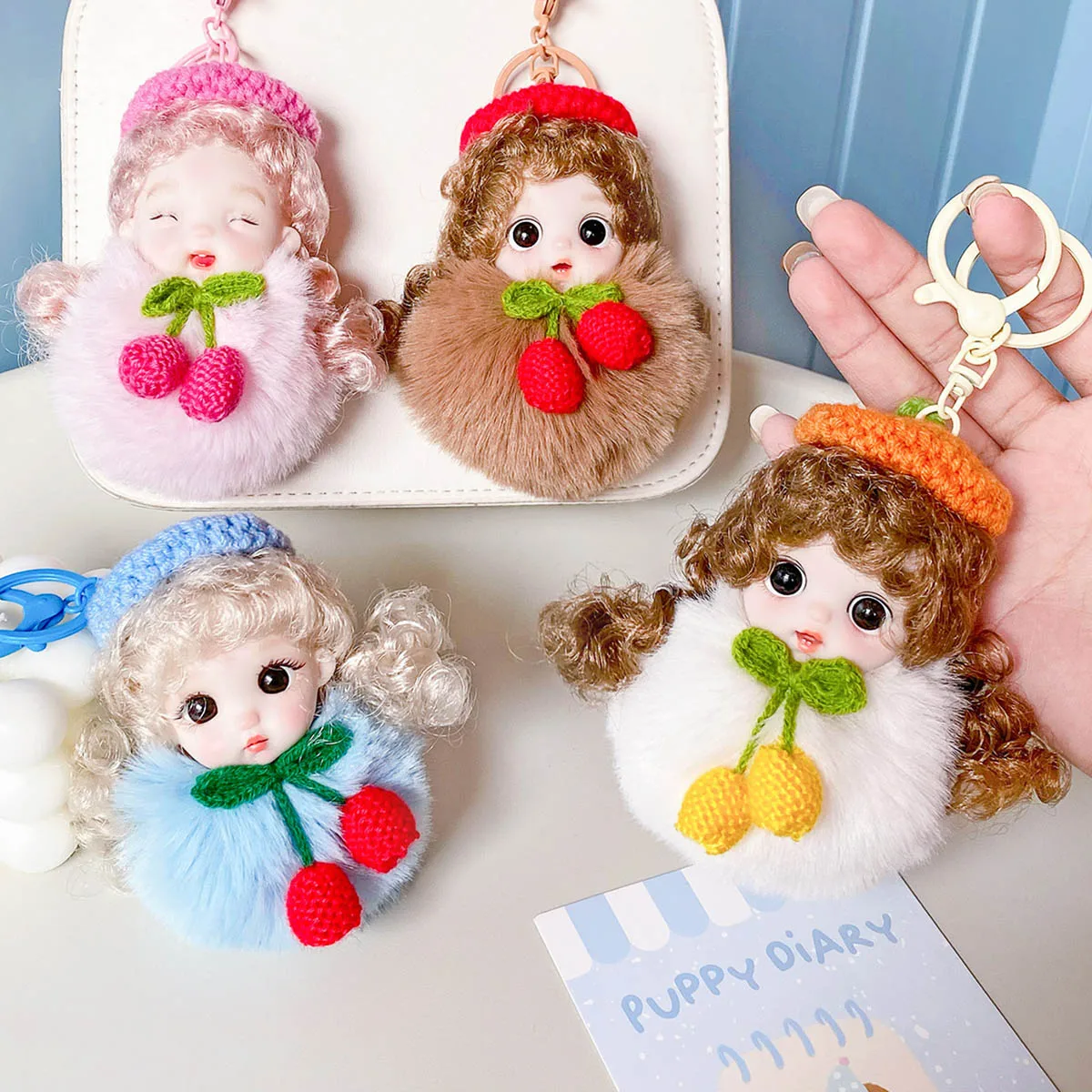 

Милый плюшевый брелок принцессы вишни Маруко, кулон, мягкий плюшевый шар, кавайное лицо, кукла принцессы, сумка, декор, милый подарок на день рождения