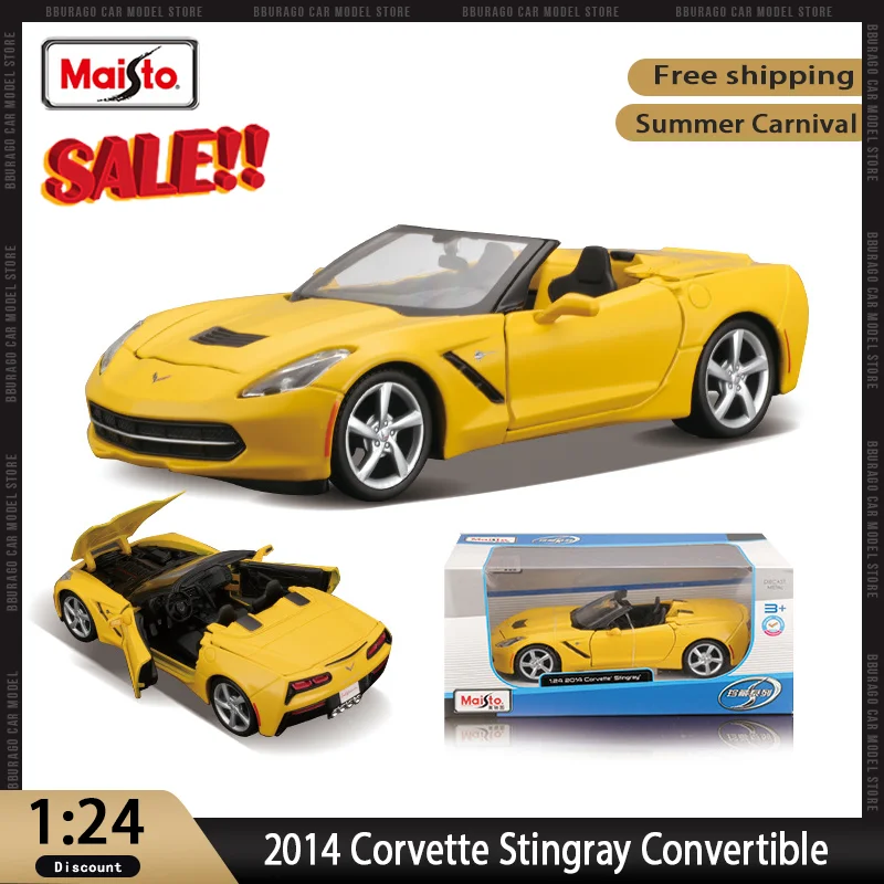 New In Stock Maisto 1:24 2014 Corvette Stingray Convertible Alloy Miniature Diecast Model Corvette Sports Toy Ornaments Kid Gift