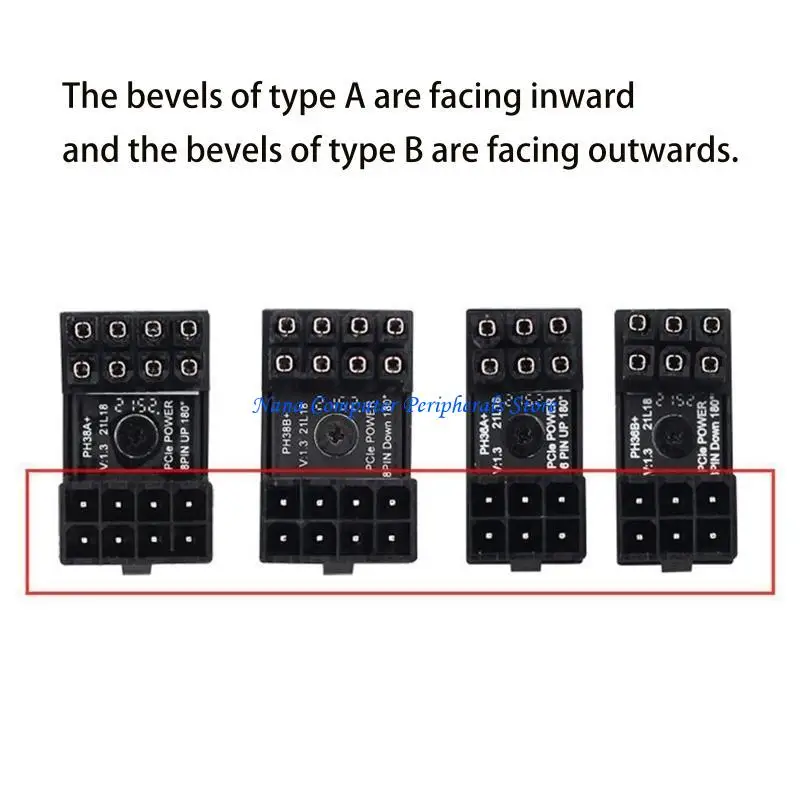 F68C ATX 8pin 6pin Male 180° Angled U Turn to 8Pin 6pin Female Power Adapter for Desk
