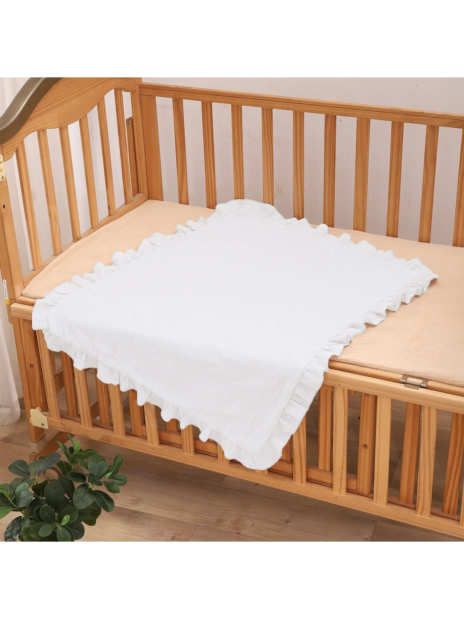 

Одеяло для новорожденных, 100% хлопок, муслиновое одеяло с бахромой, дышащее марлевое вязаное одеяло с рюшами по краям