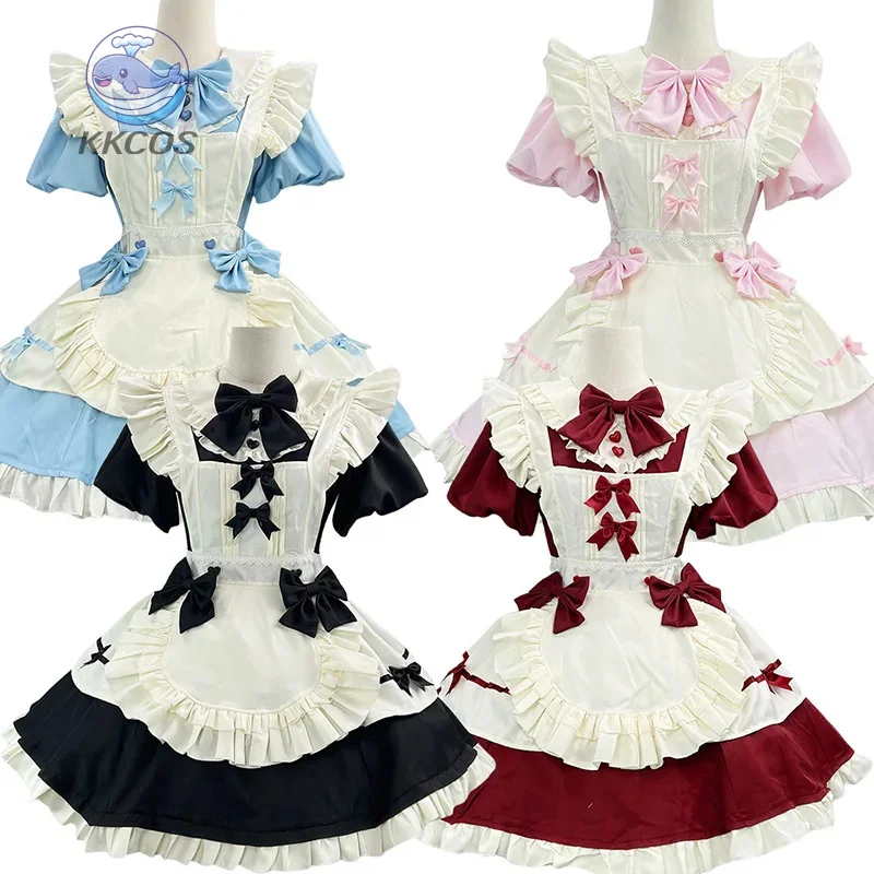 

S-5XL милый наряд горничной в стиле Лолиты для девочек, карнавальный костюм, женский фартук официантки, платье, праздничная одежда