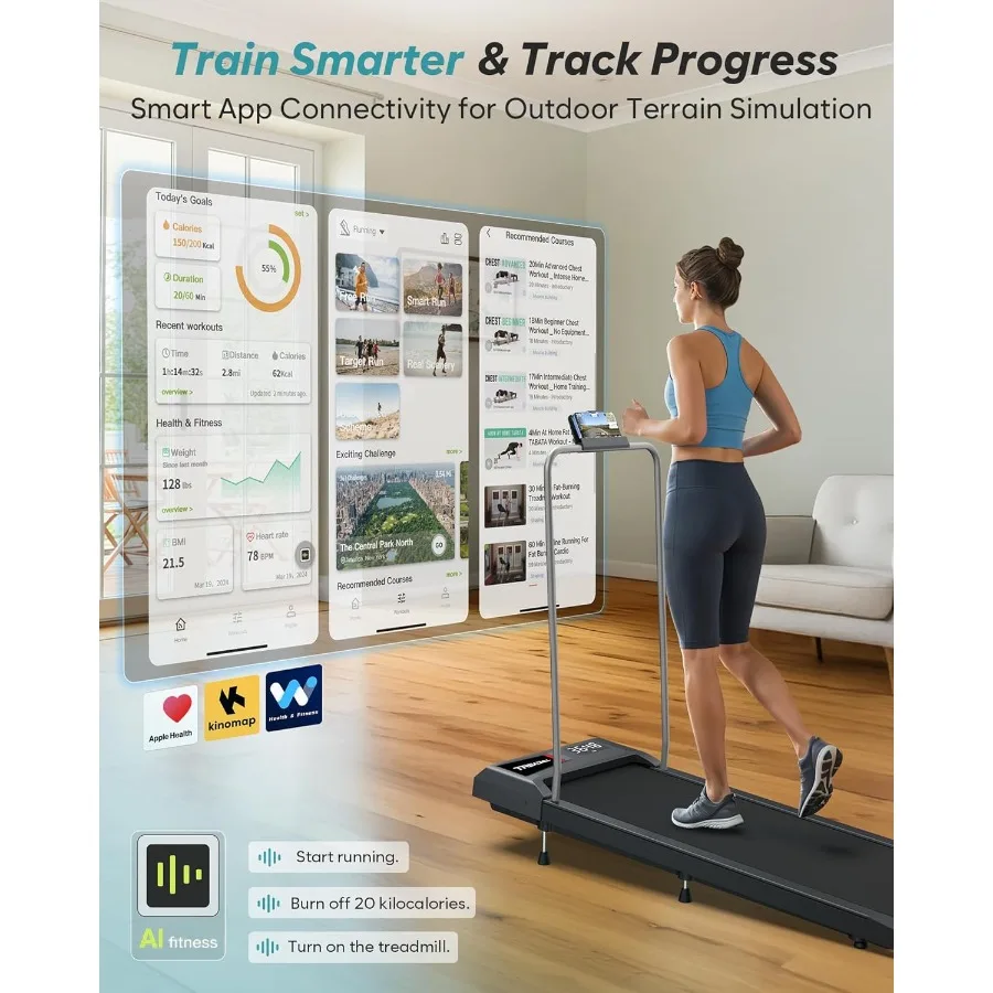 جهاز مشي أوتوماتيكي قابل للطي مع 10 مائل للاستخدام في المكتب المنزلي، قدرة شديدة التحمل بسعة 400 رطل، تصميم مكتبي هادئ لتوفير المساحة #4