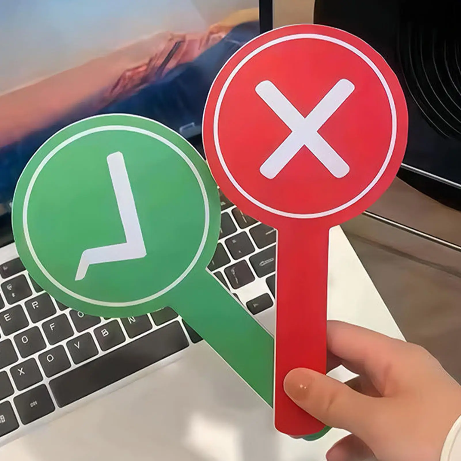 Classroom Voting Paddles Double-sided Yes No Red-green Signs Audience Voting Paddles for Students Teachers School Competition