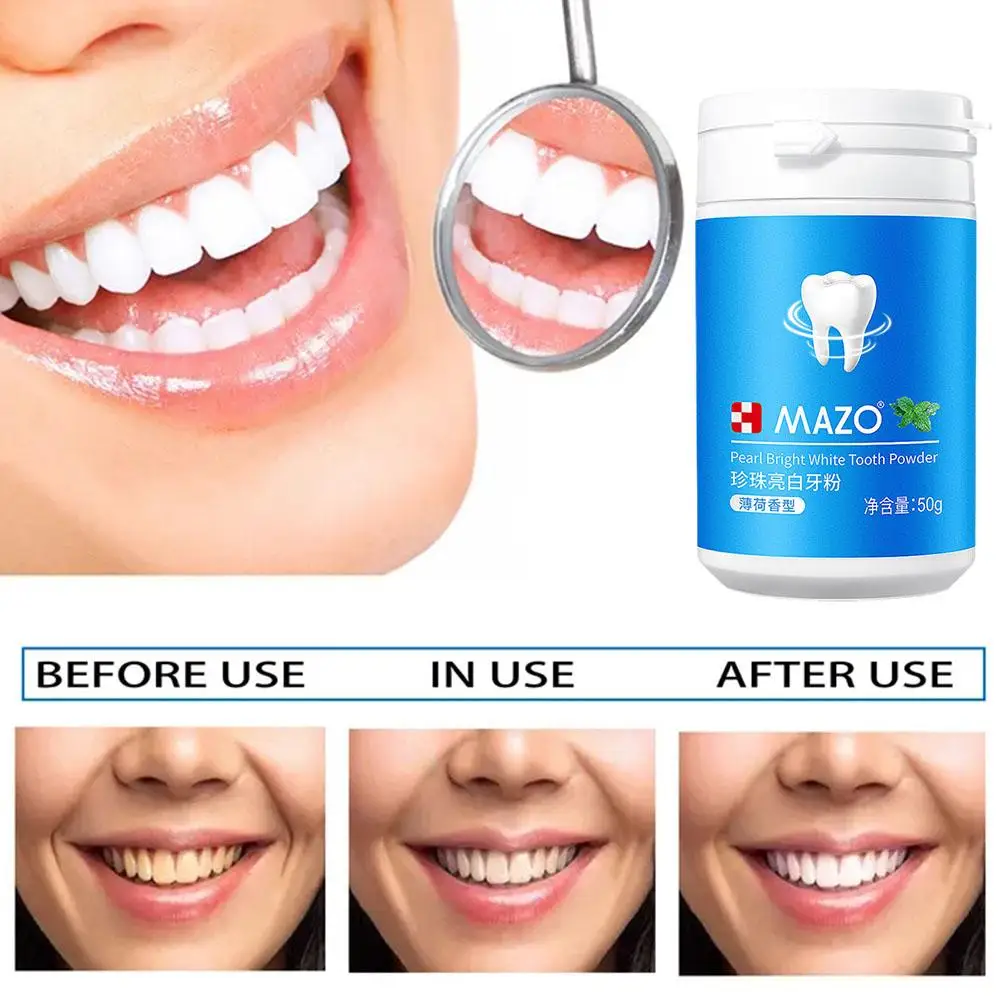 Pérola Bright Teeth Whitening Powder, Dentes Brightening Higiene Cuidados, Limpeza de manchas, Essência de dentes orais, Remover Placa, O9W2