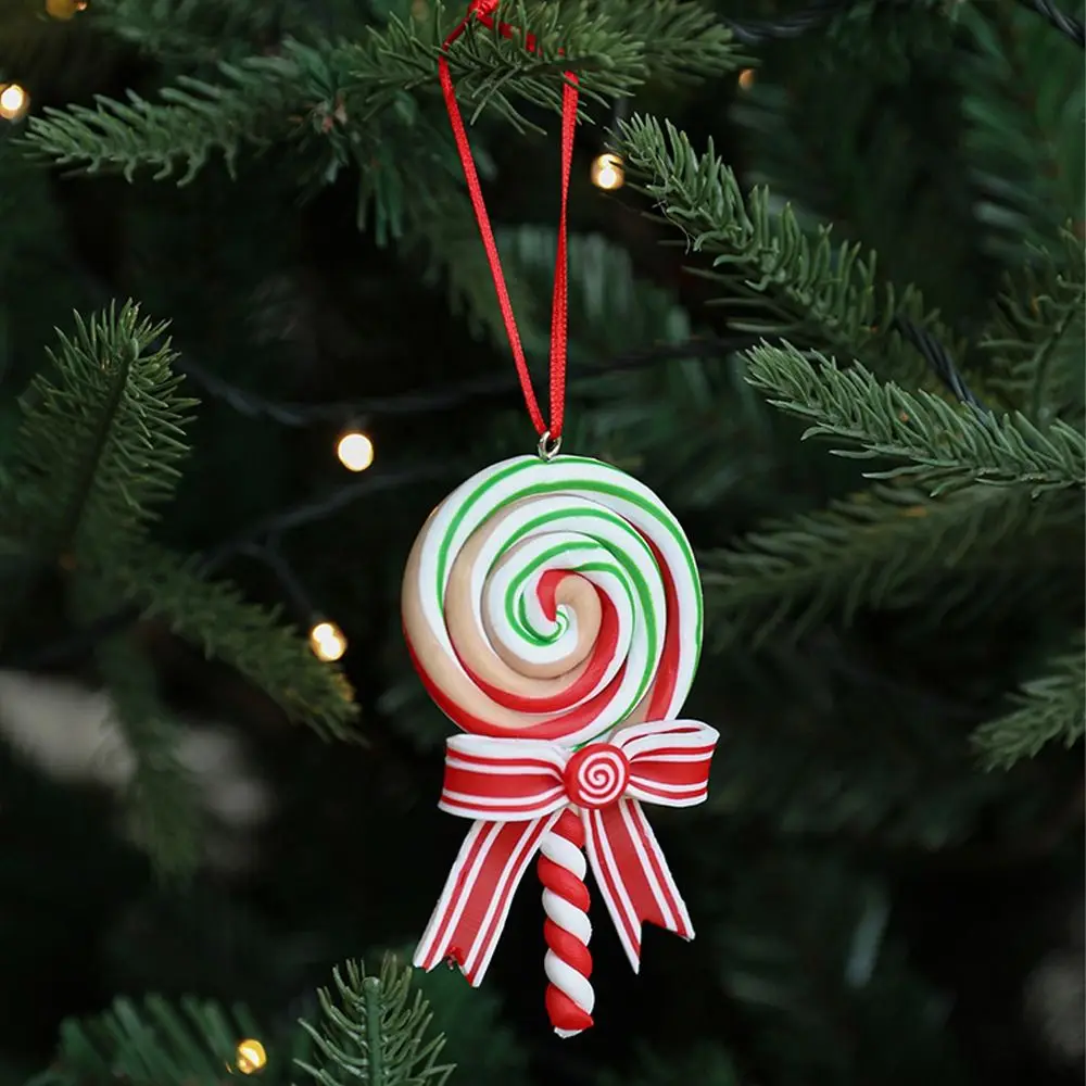 การ์ตูนคริสต์มาส Candy Cane เครื่องประดับเทศกาล Handmade Lollipop Xmas Decor ประณีตจี้ต้นคริสต์มาสปีใหม่ของขวัญ