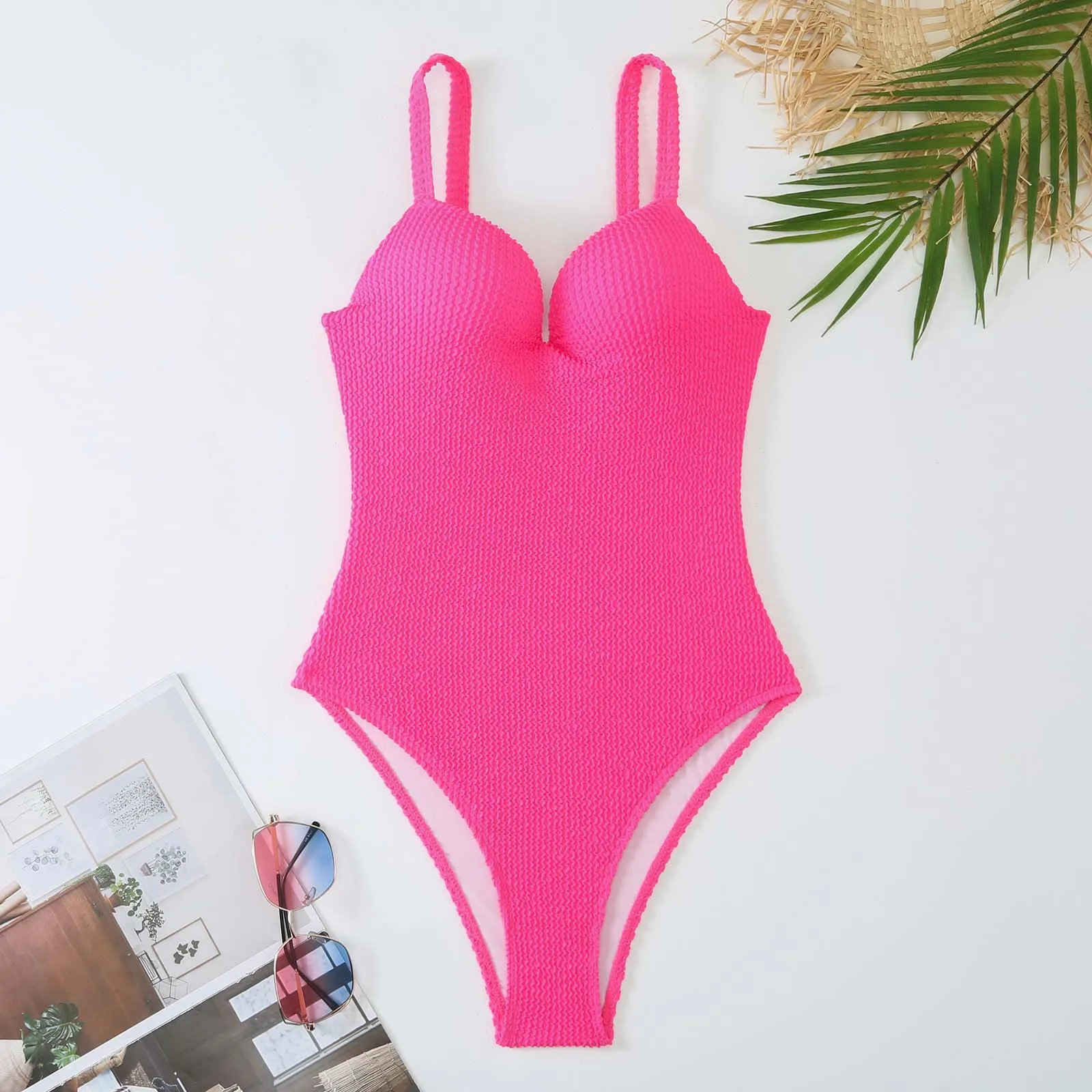 2023 Push Up Swimsuit Women One Piece Solid Swimwear Female Bodysuit Bathers Bathing Swimming Swim Suit Summer Beachwear