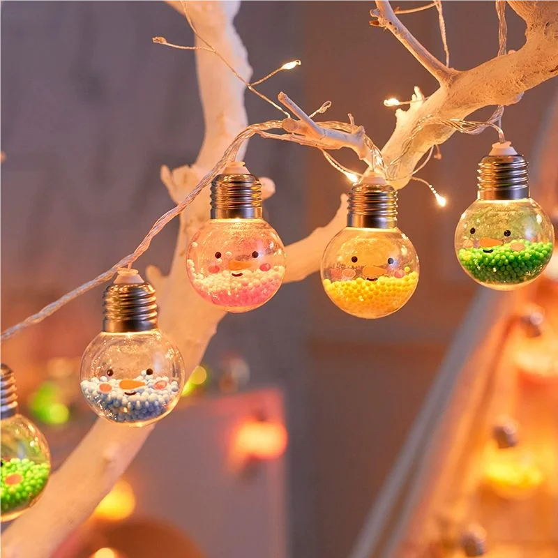1PC Christmas Smiling Colorful Bulb Ball Fairy Lights Christmas Tree Decoration Lamp Battery Powered String Lights