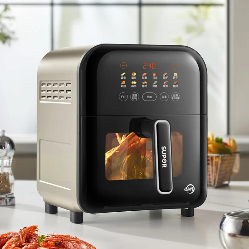 Friggitrice ad aria a infrarossi lontani, friggitrice elettrica multifunzionale intelligente visiva, uso domestico di grande capacità da 6 litri senza trasformare