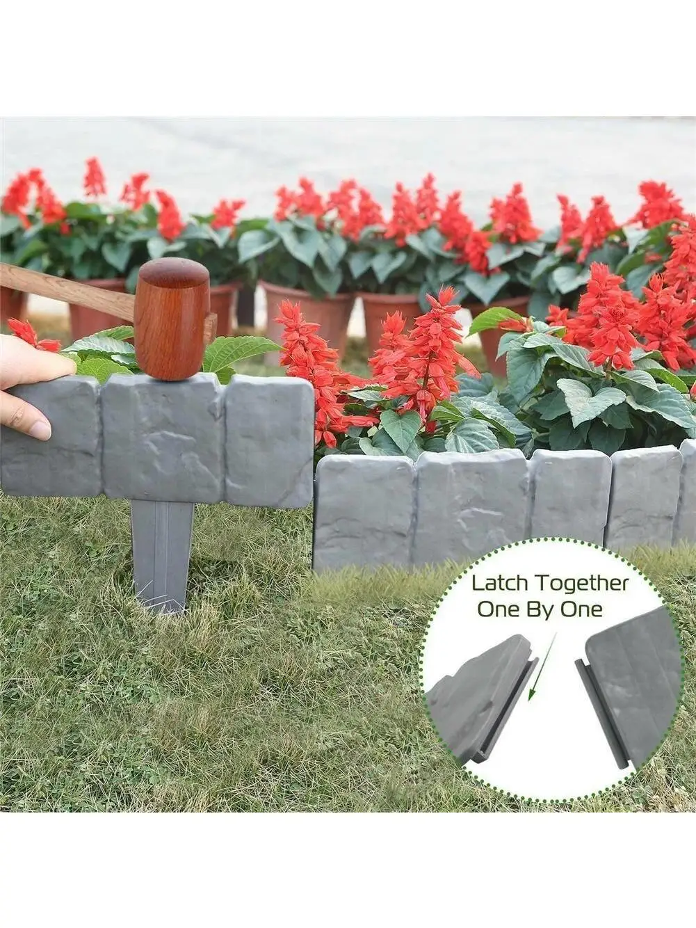 5-10 pcs Garden Fence Imitation Stone Plant Support Stake Outdoor Landscape Edging Decorative Border Garden Plant Accessories