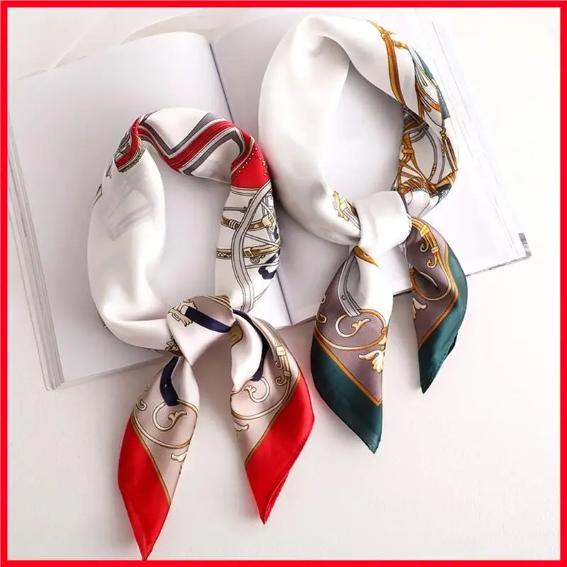 

F3MF Stylish Women's Silk Like Scarf Soft Breathable Kerchief Square Head Wrap Scarf for Daily Commute Parties and Travel