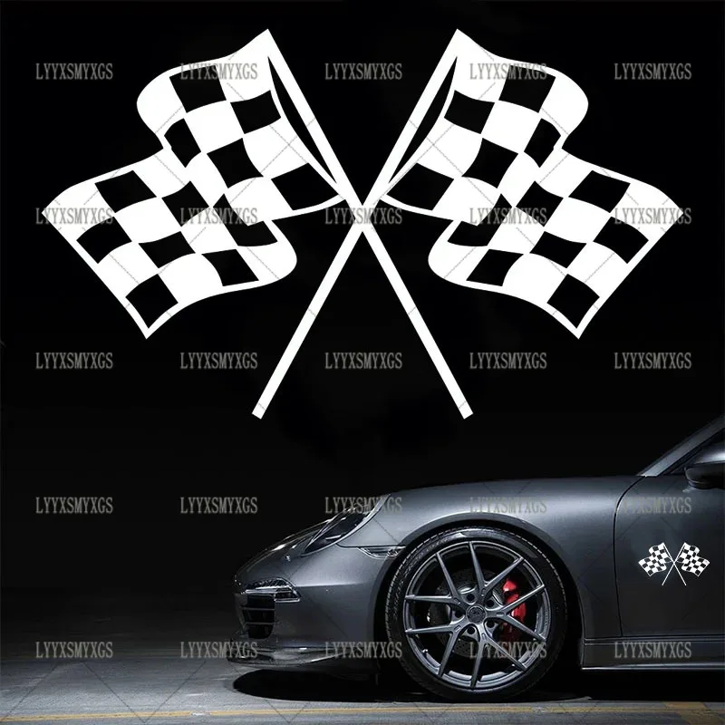 

Self-Adhesive Custom Racing Checkered Flag Car Stickers Waterproof Sunscreen Vinyl Decal PVC wholesale Car Accessories