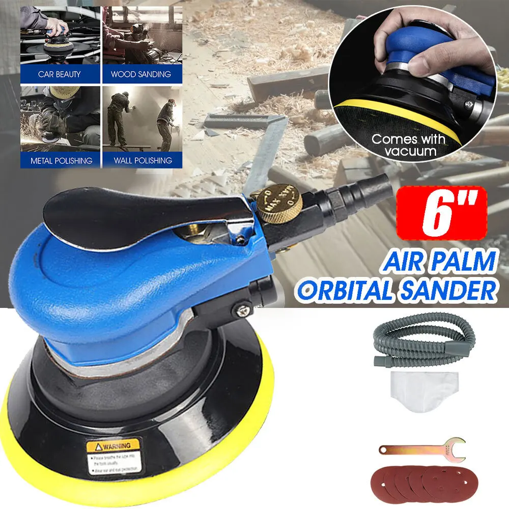 6 Inch Pneumatic Random Orbital Sander 15cm Dual Action Electric Car Polisher for Car Paint Care and Rust Removal