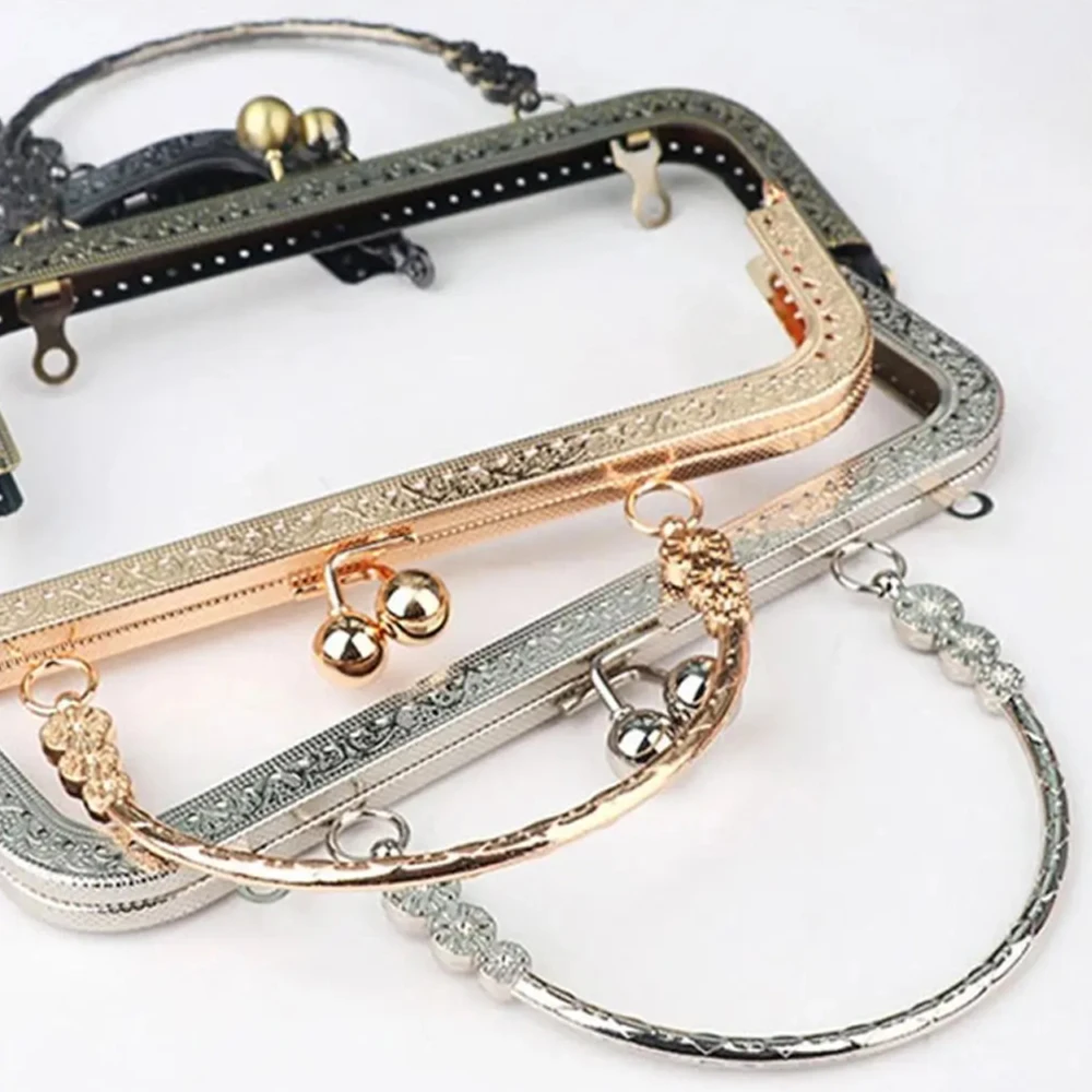 20cm Vintage Purse Clasp Frame Bag Kiss Clasp Lock Metal Purse Frame for DIY Craft Purse Making Bag Frame Buckle Bag Accessories