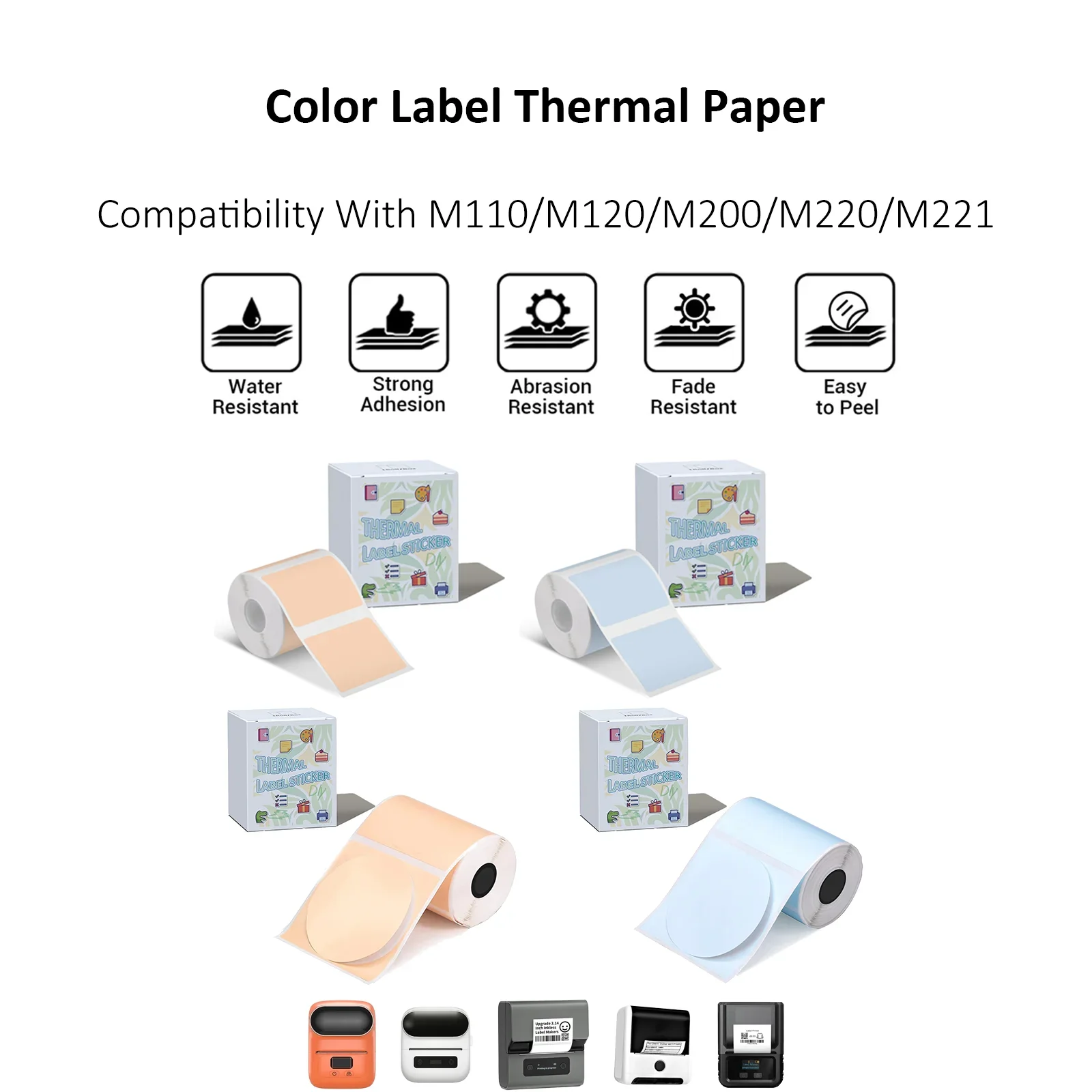 M110 M120 Labels Round Circle Thermal Paper 1.96" x 1.96"(50x50 mm) Thermal Sticker Round Label for Small Business DIY Logo Memo