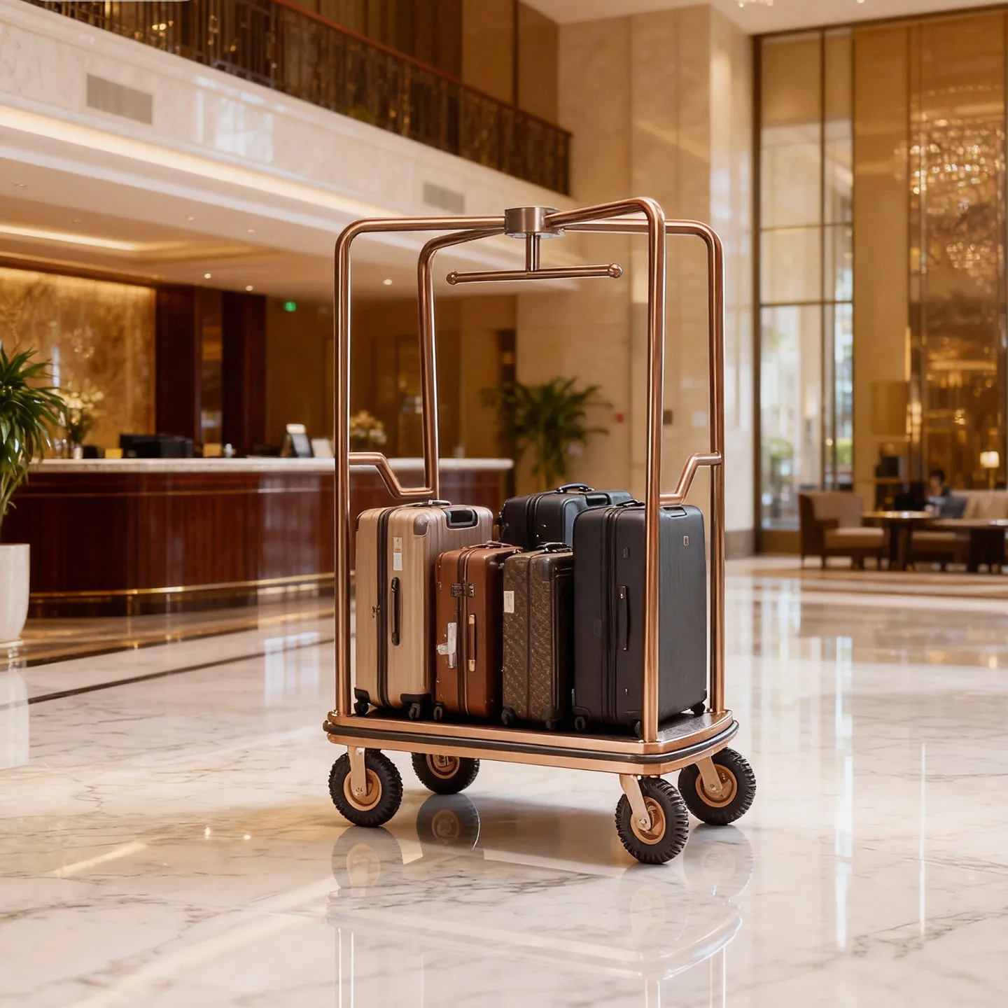 Yjq hotel lobby luggage cart airport lobby luggage trolley luggage transfer