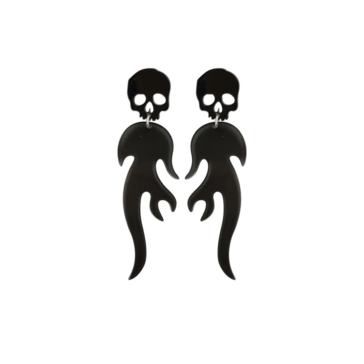 

Personalized Gothic retro simple rose skull flame acrylic printed earrings Halloween earrings