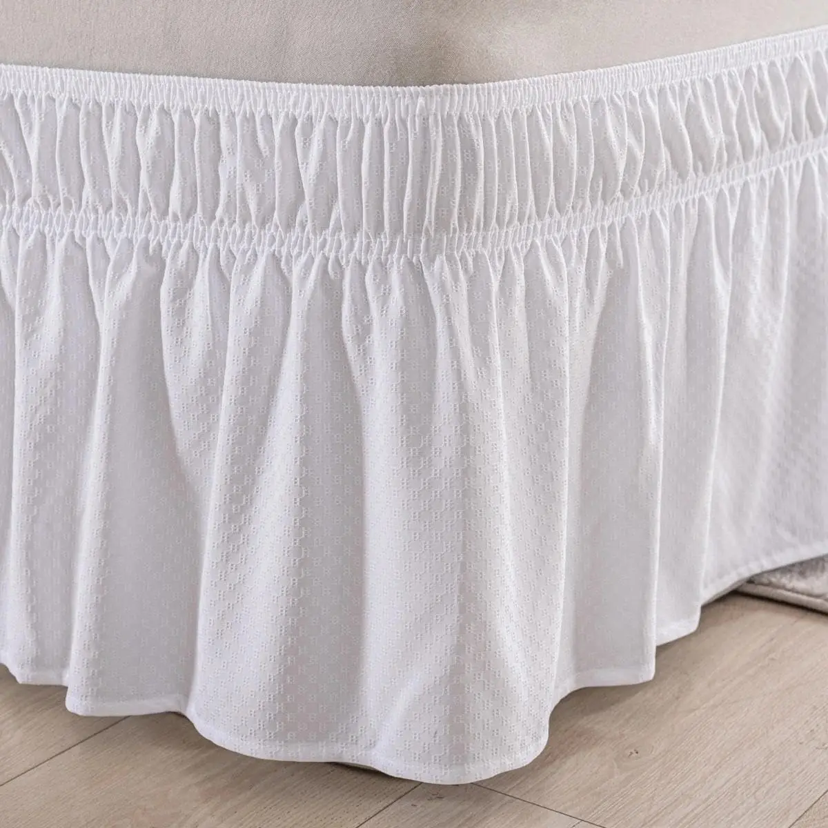 

Queen Bed Skirt 15" Drop, Elastic Dust Ruffle, White