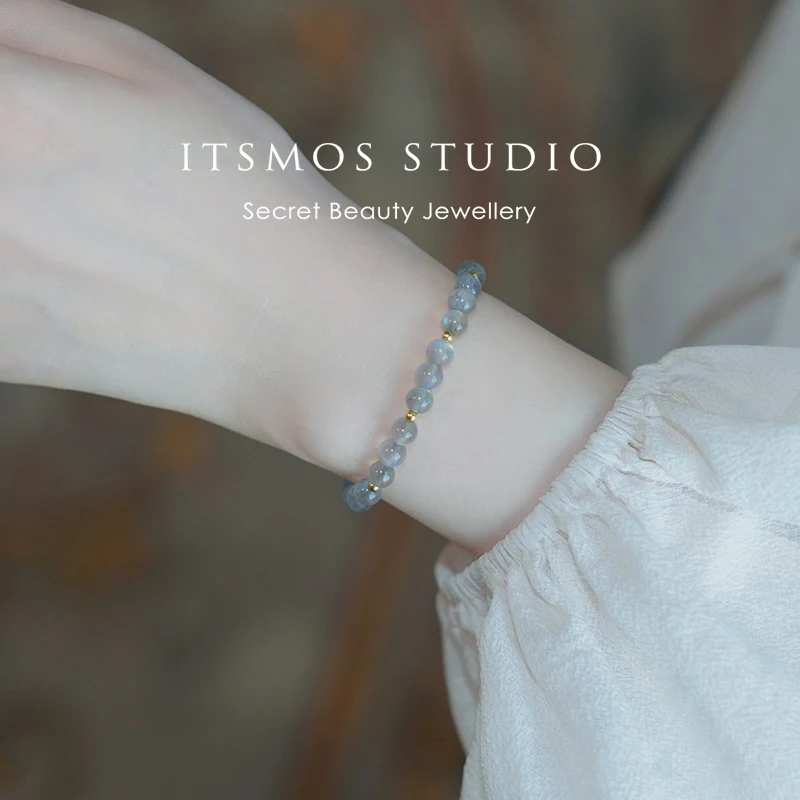 

ITSMOS браслет Аврора натуральный лабрадорит 14-каратная позолоченная цепочка для женщин изящный штабелируемый целебный кристалл ювелирные изделия подарок