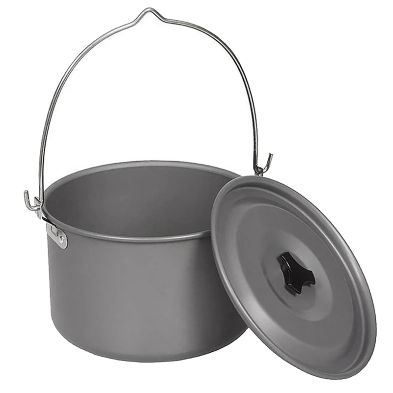 

Camping Hanging Pots Aluminum Alloy Cooking Pot 4.5L Compact Camping Pot For Hiking Backpacking Picnic