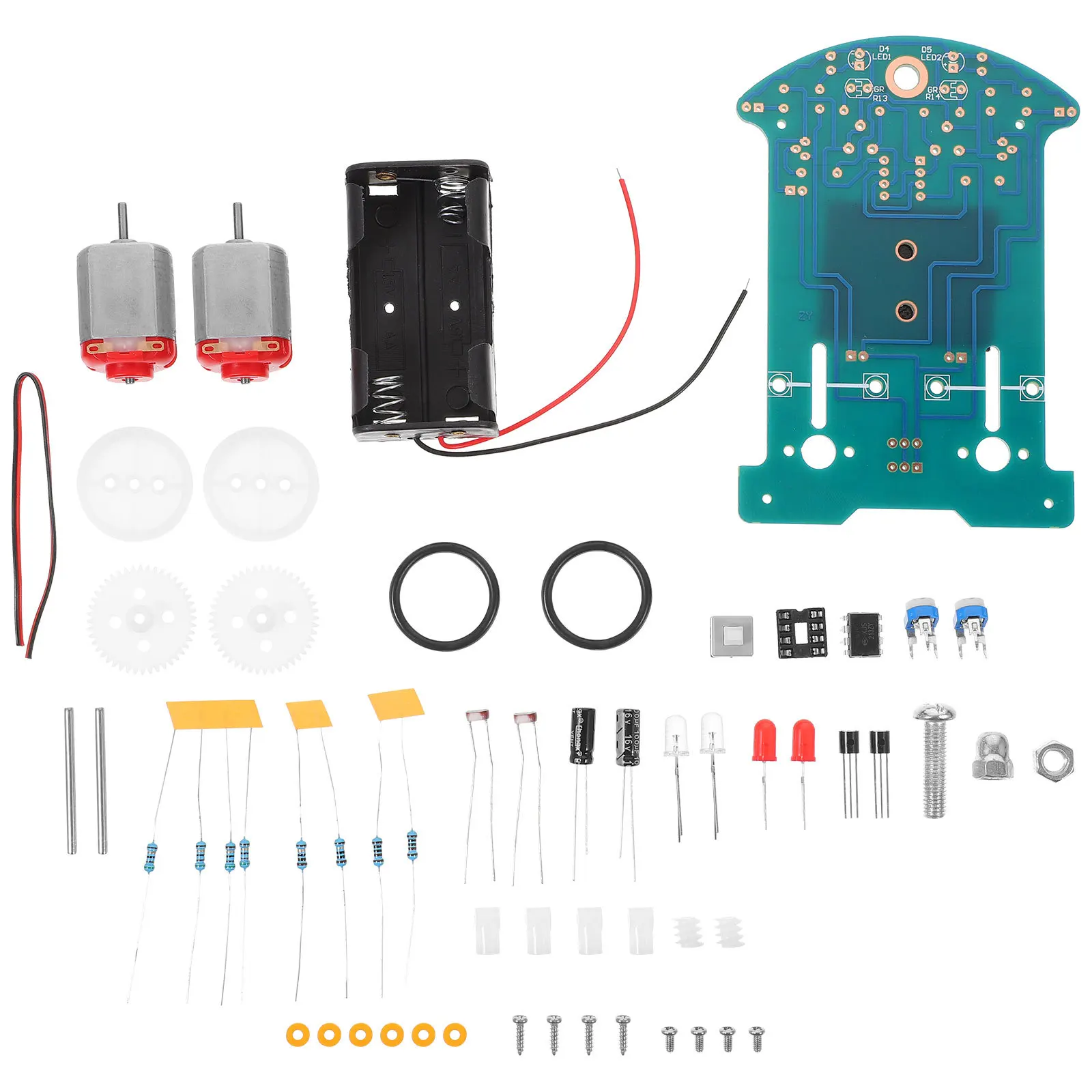 مجموعة واحدة من أدوات السيارة الروبوتية الذكية التي يمكنك صنعها بنفسك تجربة علمية مشروع لحام تعليمي للمبتدئين تتبع الخط الإلكتروني