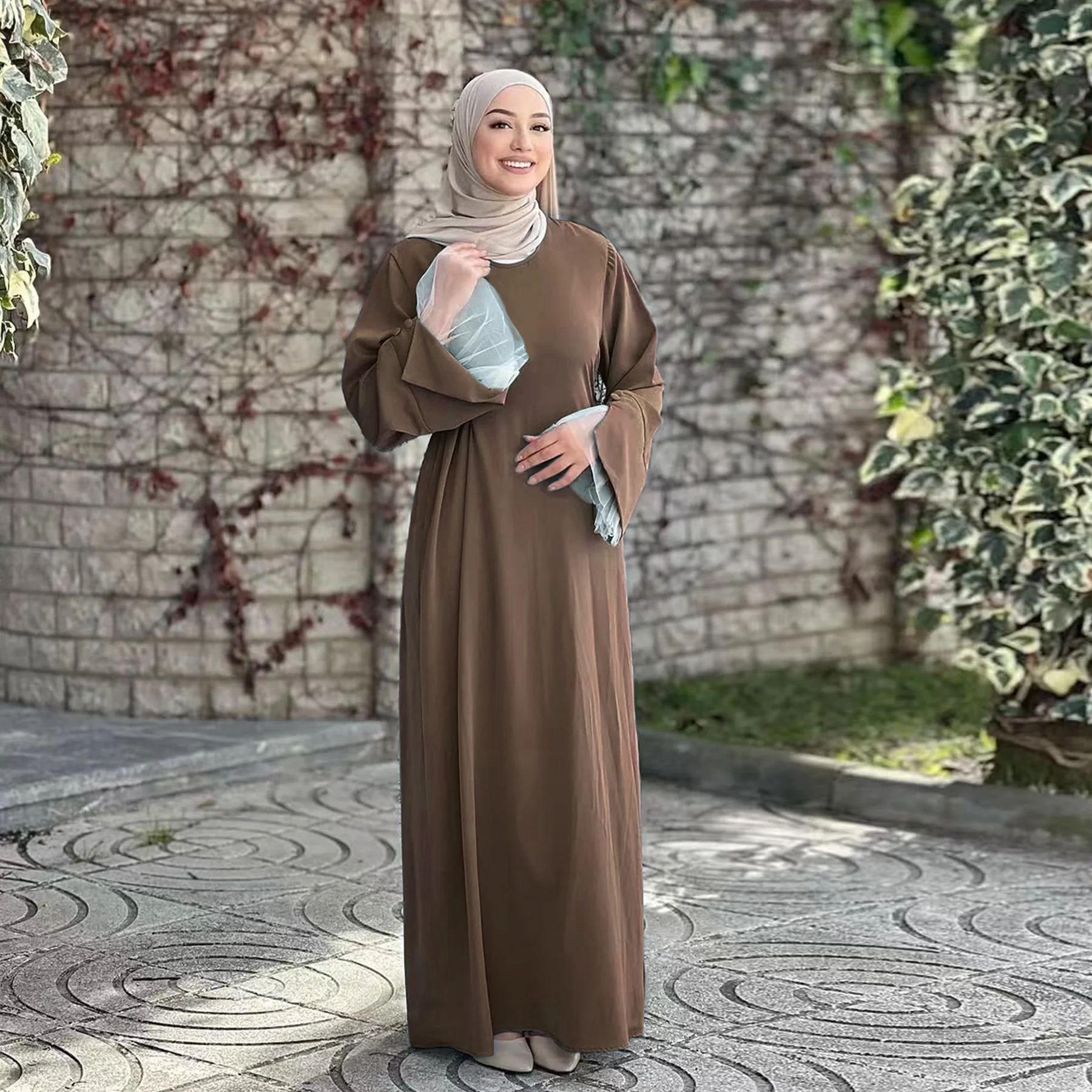 Eid Abaya Dubai Luxury Lace Sleeves Muslim Dress for Women Kaftan Robe Ramadan Islamic Modest Clothing Jalabiya Arabic Vestidos