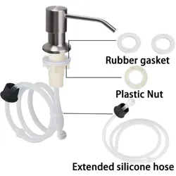 Kit de tubo de extensión de dispensador de jabón líquido para fregadero, cabezal de bomba de emulsión incorporado, tubo de silicona, limpiador de baño y cocina, negro/blanco