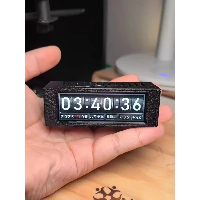 3D printed page-turning clock, music spectrum, built-in WiFi for networking