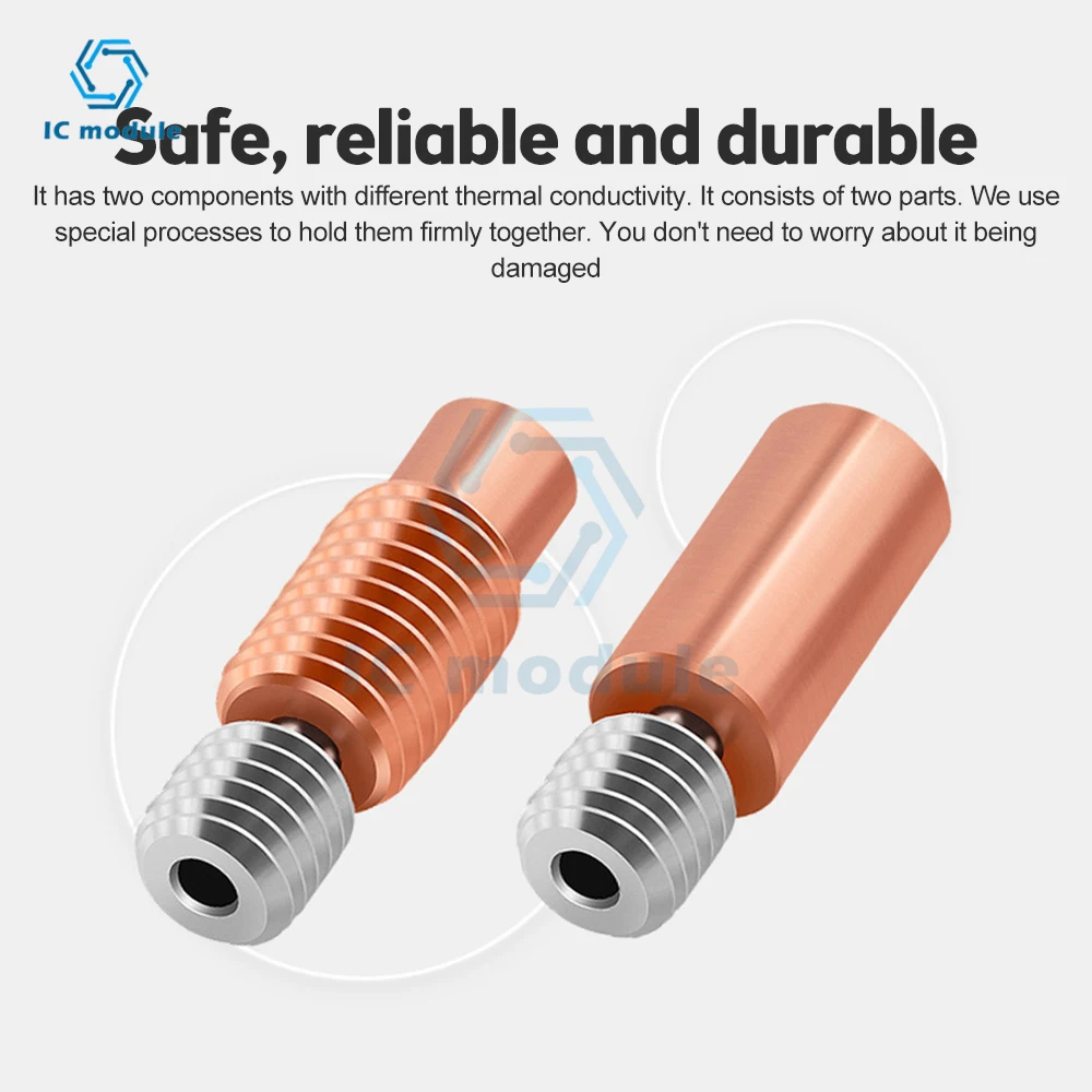 All-Metal E3D V6 Throat Heat Break Titanium Alloy Copper 3D Printer Nozzle Throat For CR10 E3D V6 Ender3 pro HOTEND Heater Block