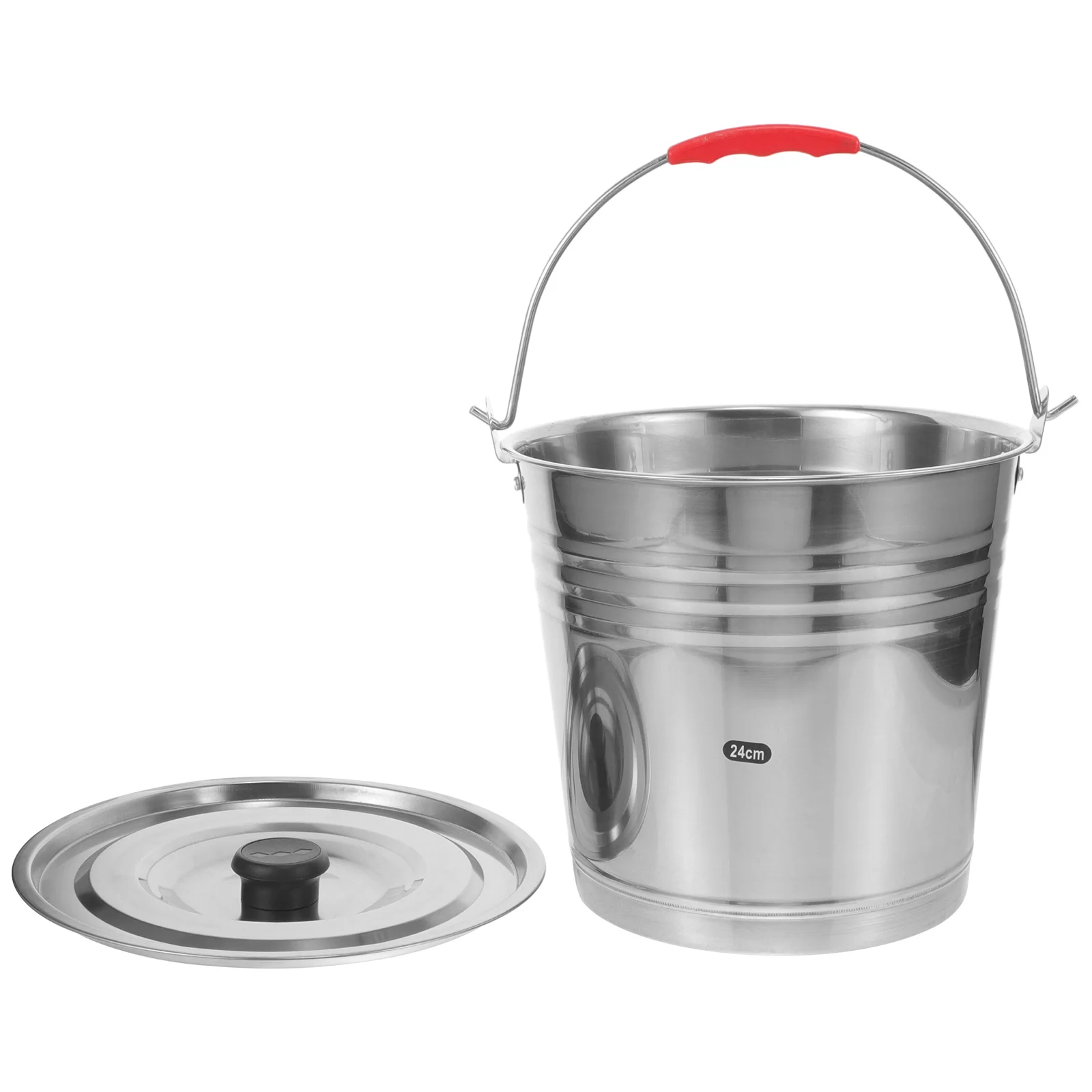 

Stainless Steel Water Bucket 24cm 6L Capacity Lid Home Commercial Cooling Ice Storage Beverage Bucket Parties KTV Beach