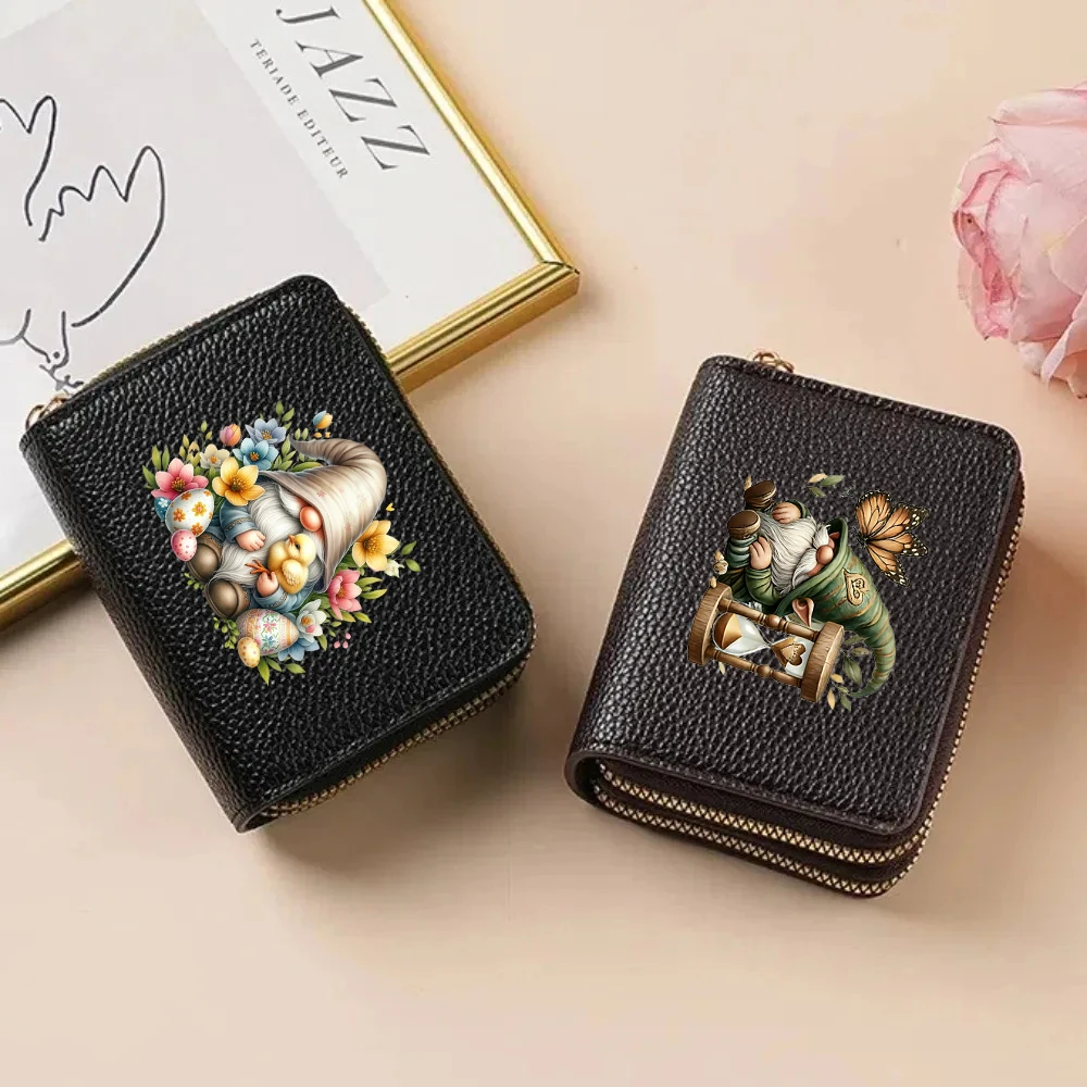 Gnome Featuring a Dwarfs Double Zipper Wallet Lychee Pattern Fashion Short Credit Card Holder with Large Capacity Coin Purse – Detail 8