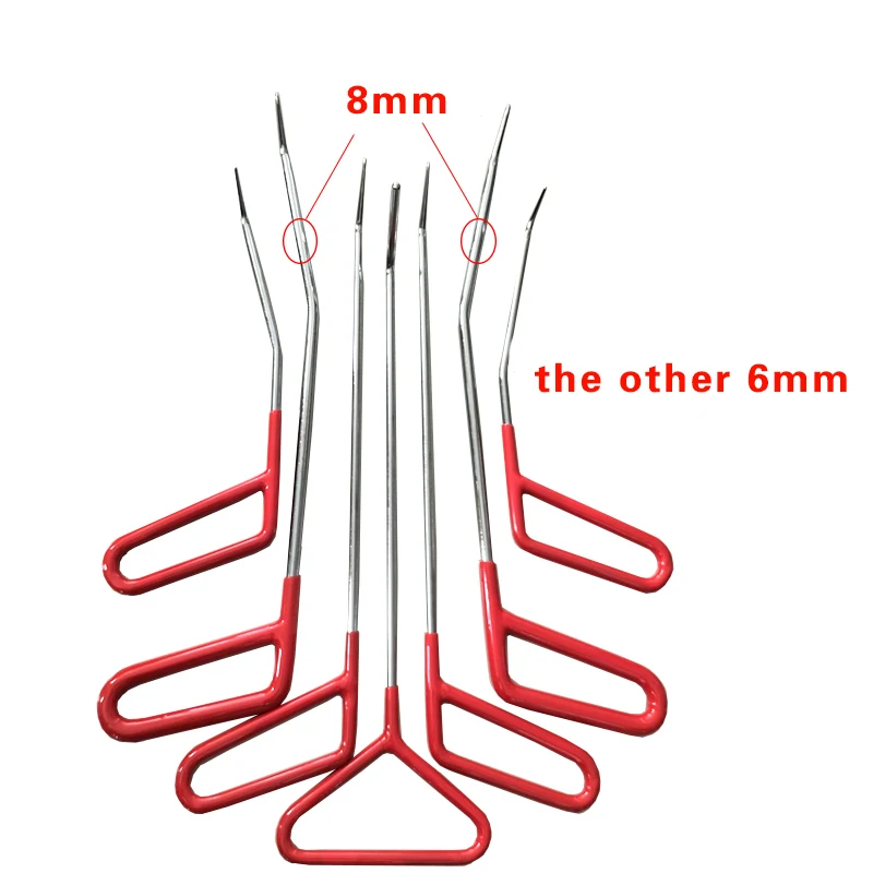 7Pcs Refine Hook And Rod Tools Auto Hail Dent Hook Tools  Rod Car Small Dent Removal Tools