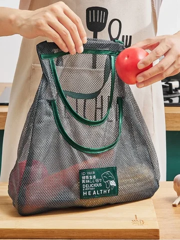 Reusable Storage Bags Kitchen Hanging Mesh Bag Home Fruit And Vegetable Storage Net Bag For Ginger Garlic Potatoes Onions