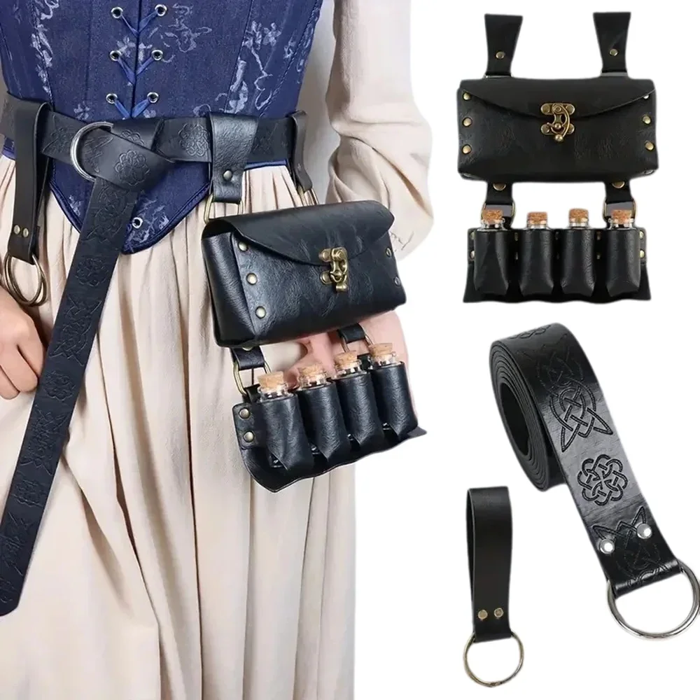 

Средневековый пояс в стиле Ренессанс, панк, пробка, темные три солля, стеклянная волшебная бутылка, поясная сумка, костюм для косплея на Хэллоуин, реквизит