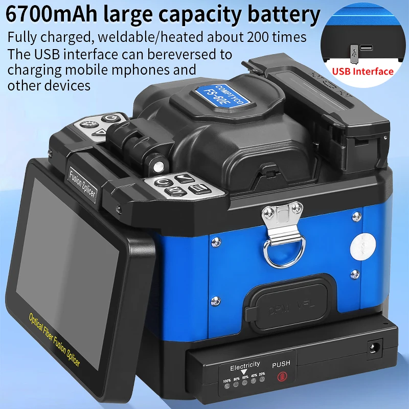 COMPTYCO FS-60E انصهار الألياف البصرية جهاز الربط SM MM 10 لغات شاشة تعمل باللمس الألياف البصرية آلة لحام الأساسية المدمج في VFL OPM