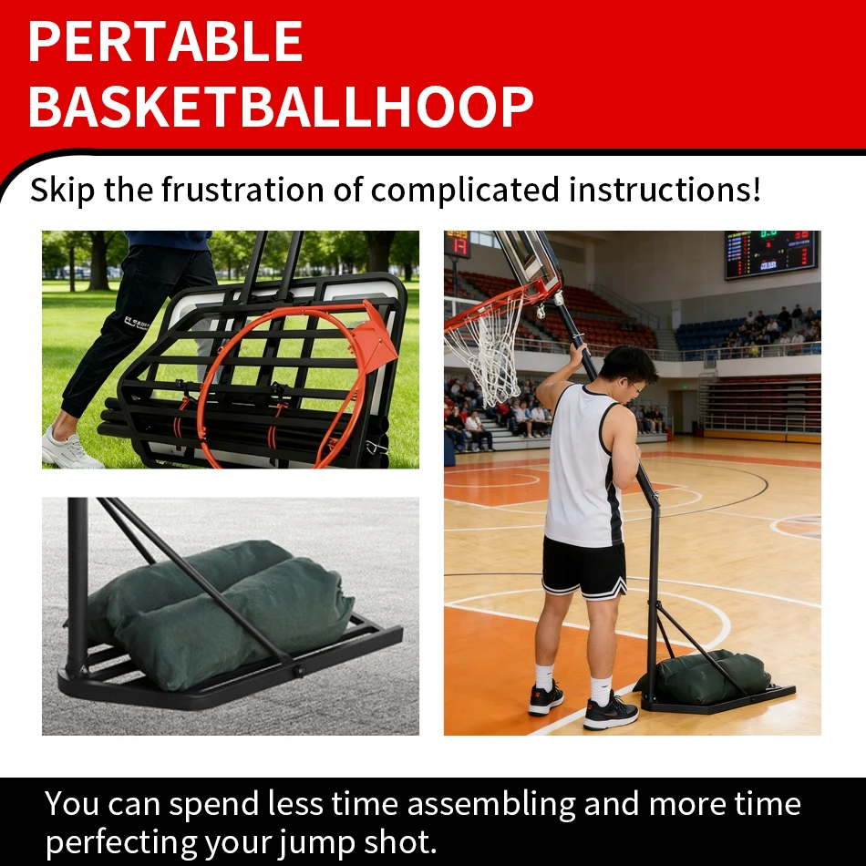 58*33Inch Adult Basketball Backboard Basketball Goal Outdoor Basketball Hoop Stand