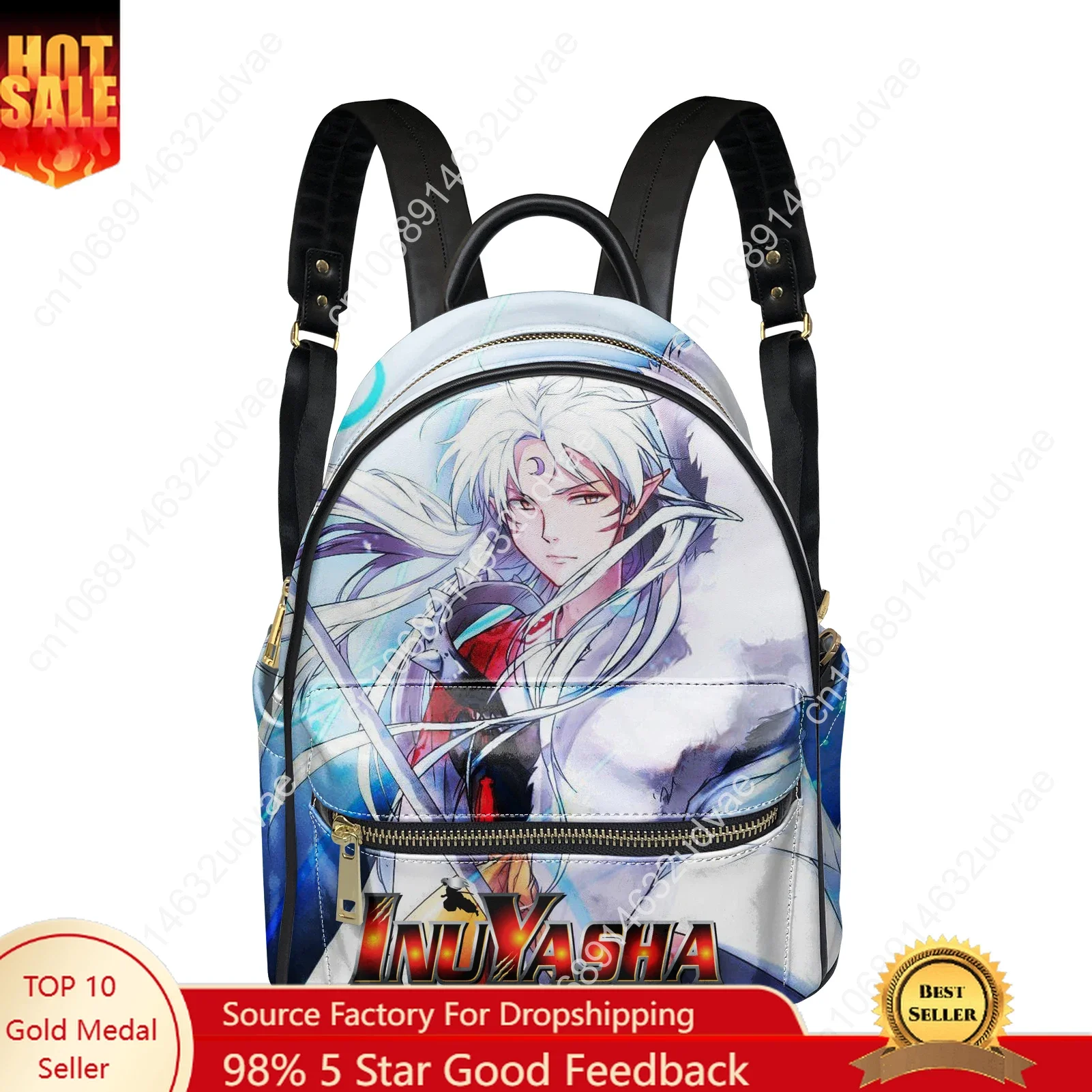 Inuyasha Sesshomaru Backpack Womens Men Knapsack Personalized Text Image Double Shoulder Bag Business Rucksack Gift Daypack