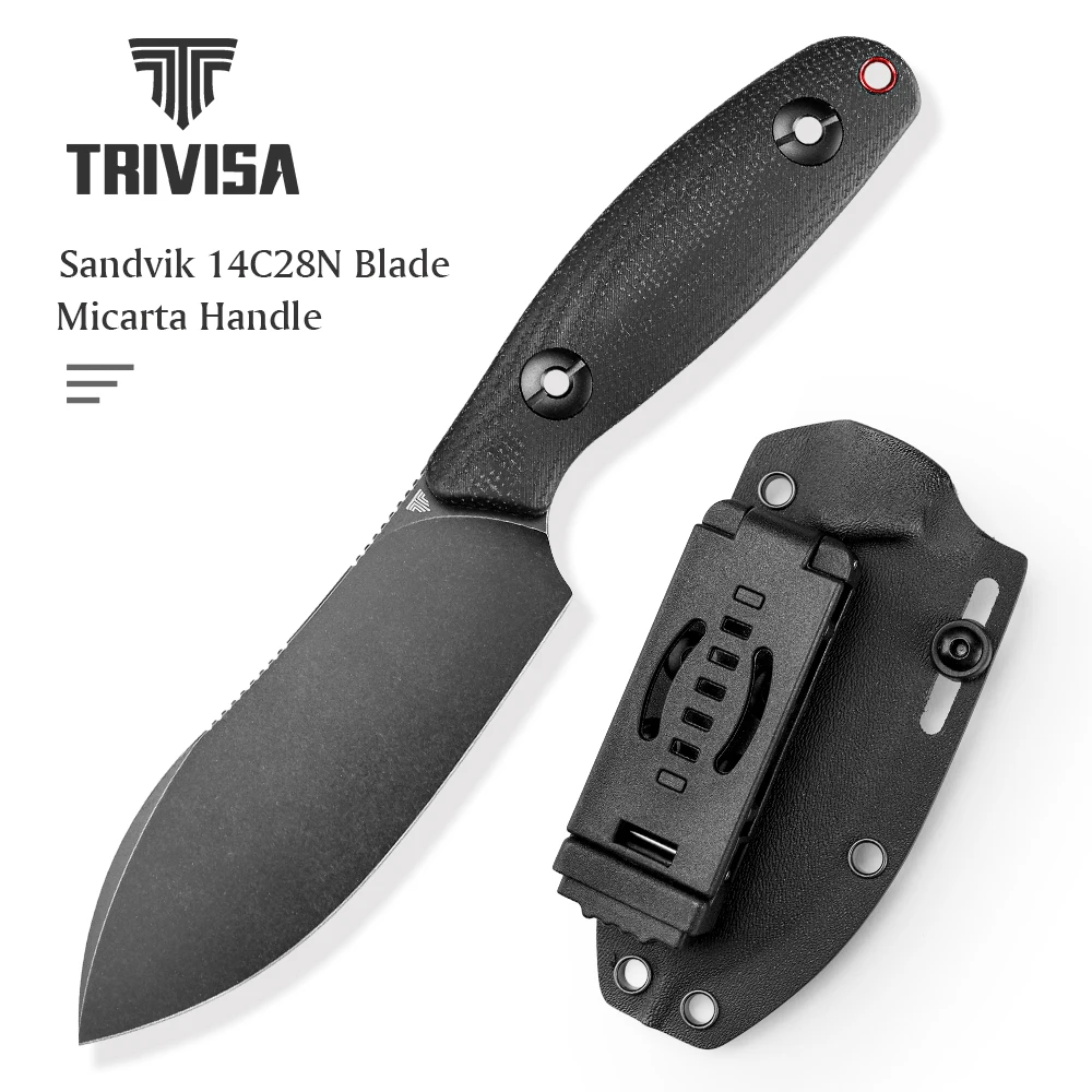 

TRIVISA Straight Knife Aubergine Full Tang Fixedblade With Kydex Sheath High Quality Outdoor Camping Hunting Cutting EDC Tool
